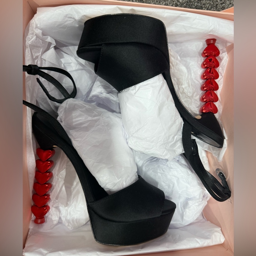 Sophia Webster Black and Red Heart Heels